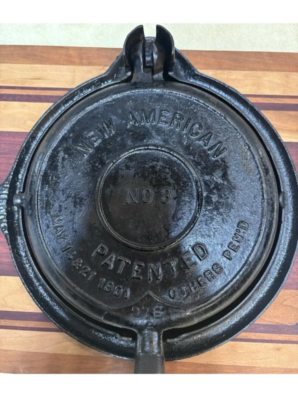 Vtg Griswold No.8 Waffle Maker Cast Iron 1908 Co American Low Base 975,976,977
